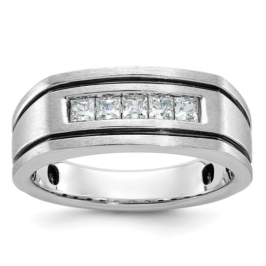 14kw IBGoodman Men's Polished Satin & Grooved 5-Stone Ring Mounting