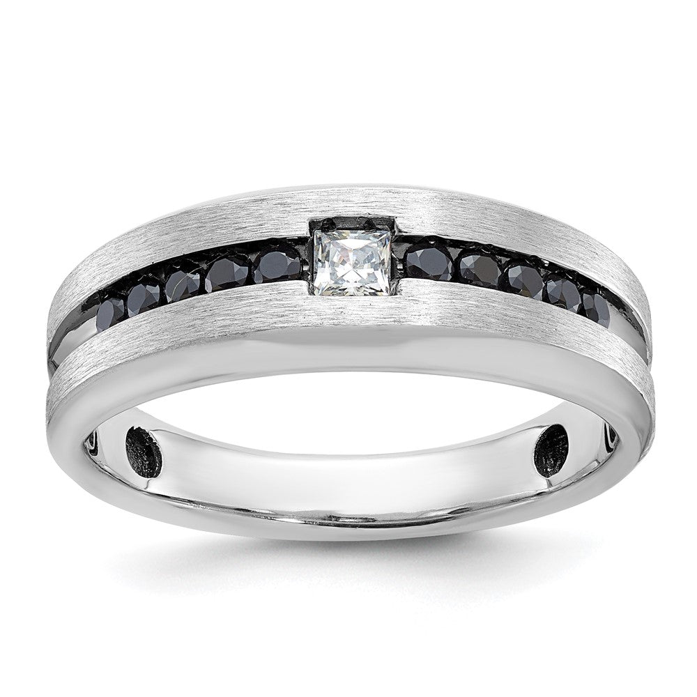 14kw w/ Black RH IBGoodman Men's Polished/Brushed Black/White Diamond Ring