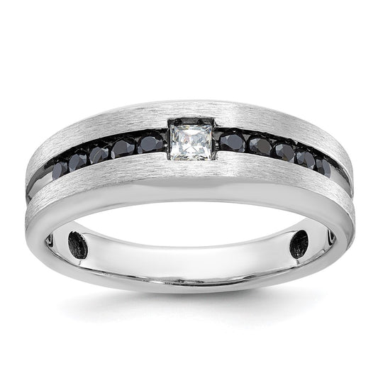 14kw w/ Black RH IBGoodman Men's Polished/Brushed Black/White Diamond Ring