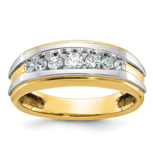 14k w/White Rhodium IBGoodman Men's Polished 7-Stone Diamond Ring
