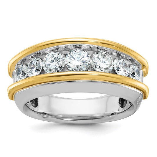 14k Two-tone IBGoodman Men's Polished 7-Stone Diamond Ring