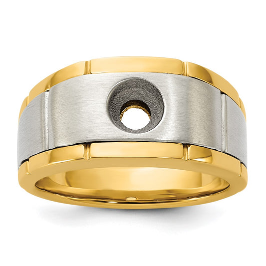 14ktt IBGoodman Men's Polished Satin and Grooved Ring Mounting