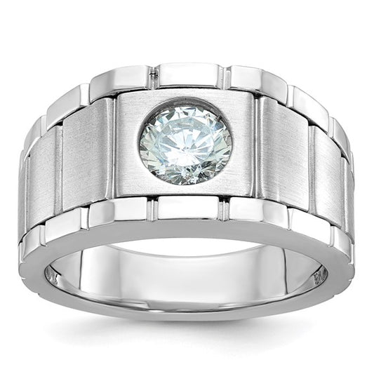 True Origin 14k White Gold Men's Polished and Satin 1 Carat Lab Grown Diamond Ring