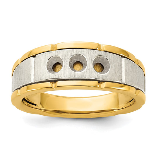 IBGoodman 14k Two-tone 3 Stone Prong Set Men's Ring Mounting