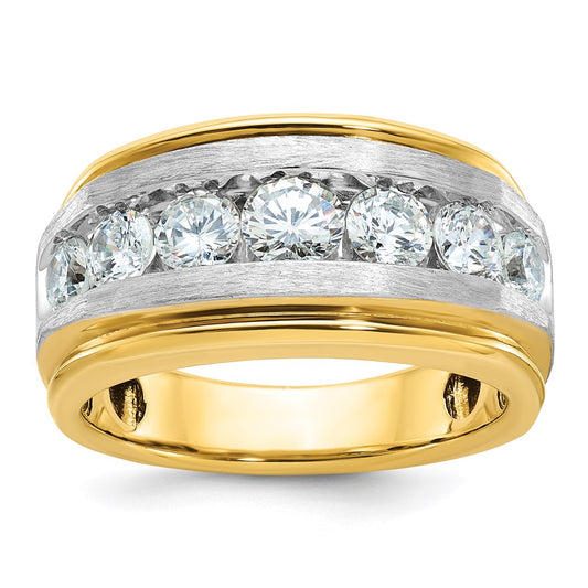14k w/ White RH IBGoodman Men's Polished Satin 7-Stone Diamond Ring