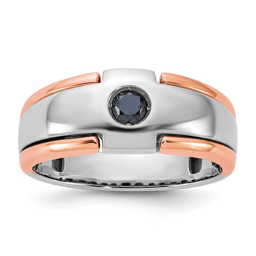 14k Two-tone White/Rose Gold IBGoodman Men's Black Diamond Complete Ring