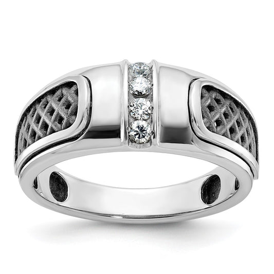 14k White Gold IBGoodman Men's w/Black Rhodium Diamond Complete Ring