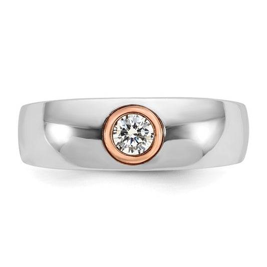 14k Two-tone White/Rose Gold IBGoodman Men's 1/4 carat Diamond Complete Ring
