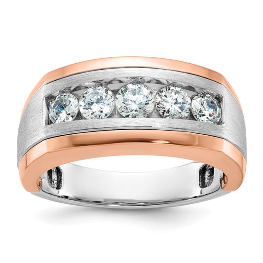 14k Two-tone IBGoodman Men's Polished & Satin 5-Stone Ring Mounting