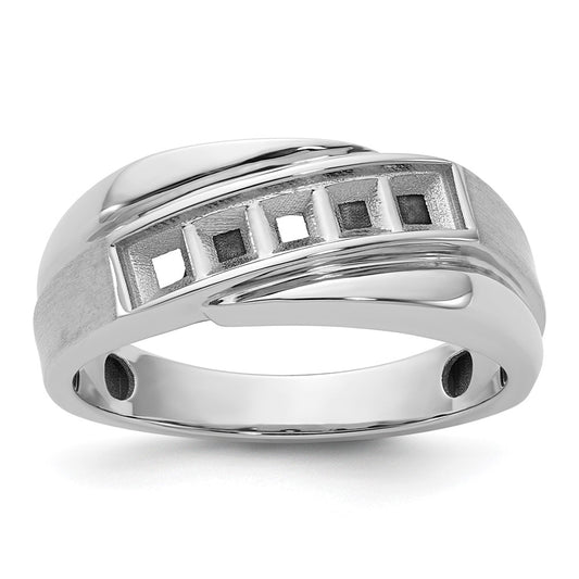 IBGoodman 14k White Gold Polished Satin/Grooved Men's Ring Mounting