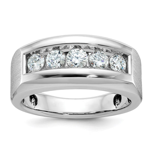 14k White Gold IBGoodman Men's Polished & Satin 5-Stone Diamond Ring