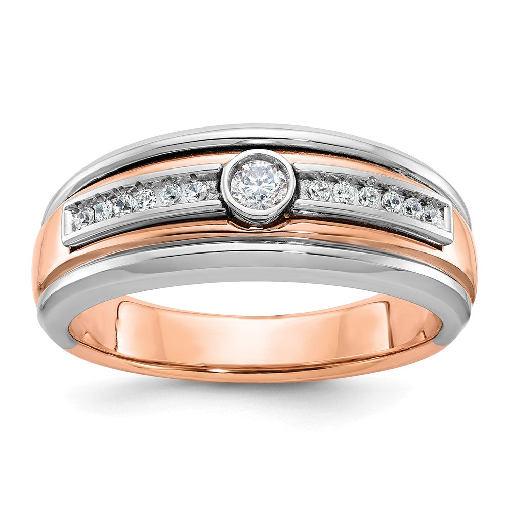 14k Two-tone White/Rose Gold IBGoodman Men's Diamond Complete Ring