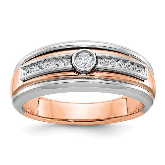 14k Two-tone White/Rose Gold IBGoodman Men's Diamond Complete Ring