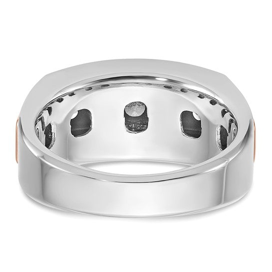 IBGoodman 14k White and Rose Gold Men's Polished and Grooved 5-Stone 1 Carat AA Quality Diamond Ring