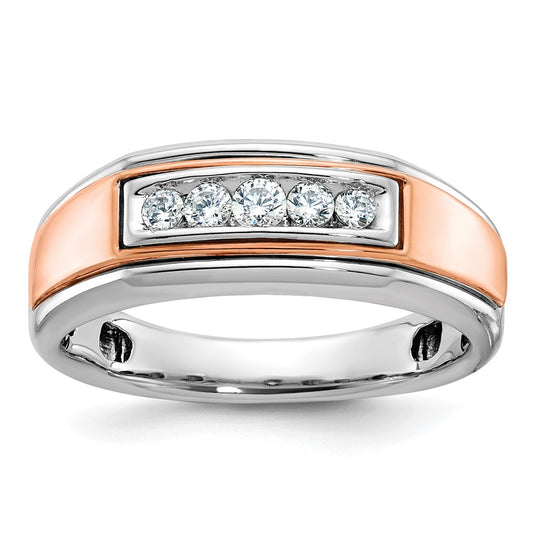 14k White & Rose Gold IBGoodman Men's Polished 5-Stone Ring Mounting