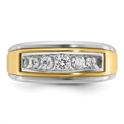 IBGoodman 14k Two-tone Men's Polished 5-Stone 1/2 Carat AA Quality Diamond Ring