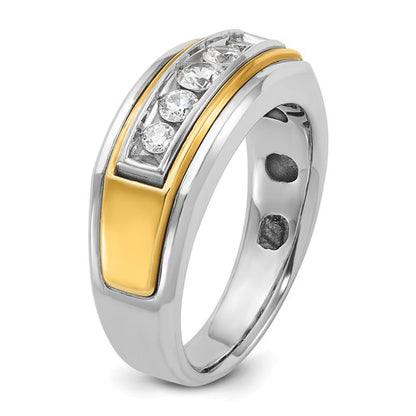 IBGoodman 14k Two-tone Men's Polished 5-Stone 1/2 Carat AA Quality Diamond Ring