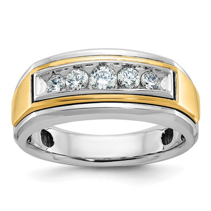 IBGoodman 14k Two-tone Men's Polished 5-Stone 1/2 Carat AA Quality Diamond Ring