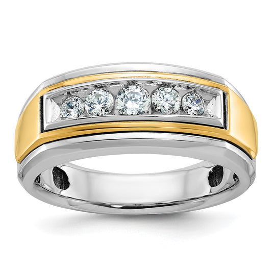 14k Two-tone IBGoodman Men's Polished 5-Stone Ring Mounting