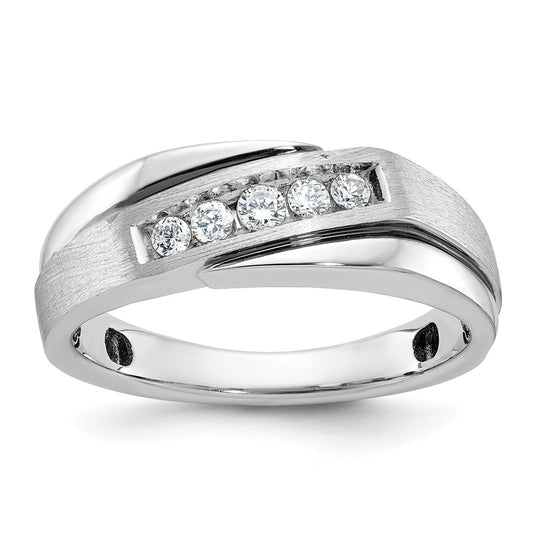14kw w/ Black RH IBGoodman Men's Polish/Satin AA Diamond Ring
