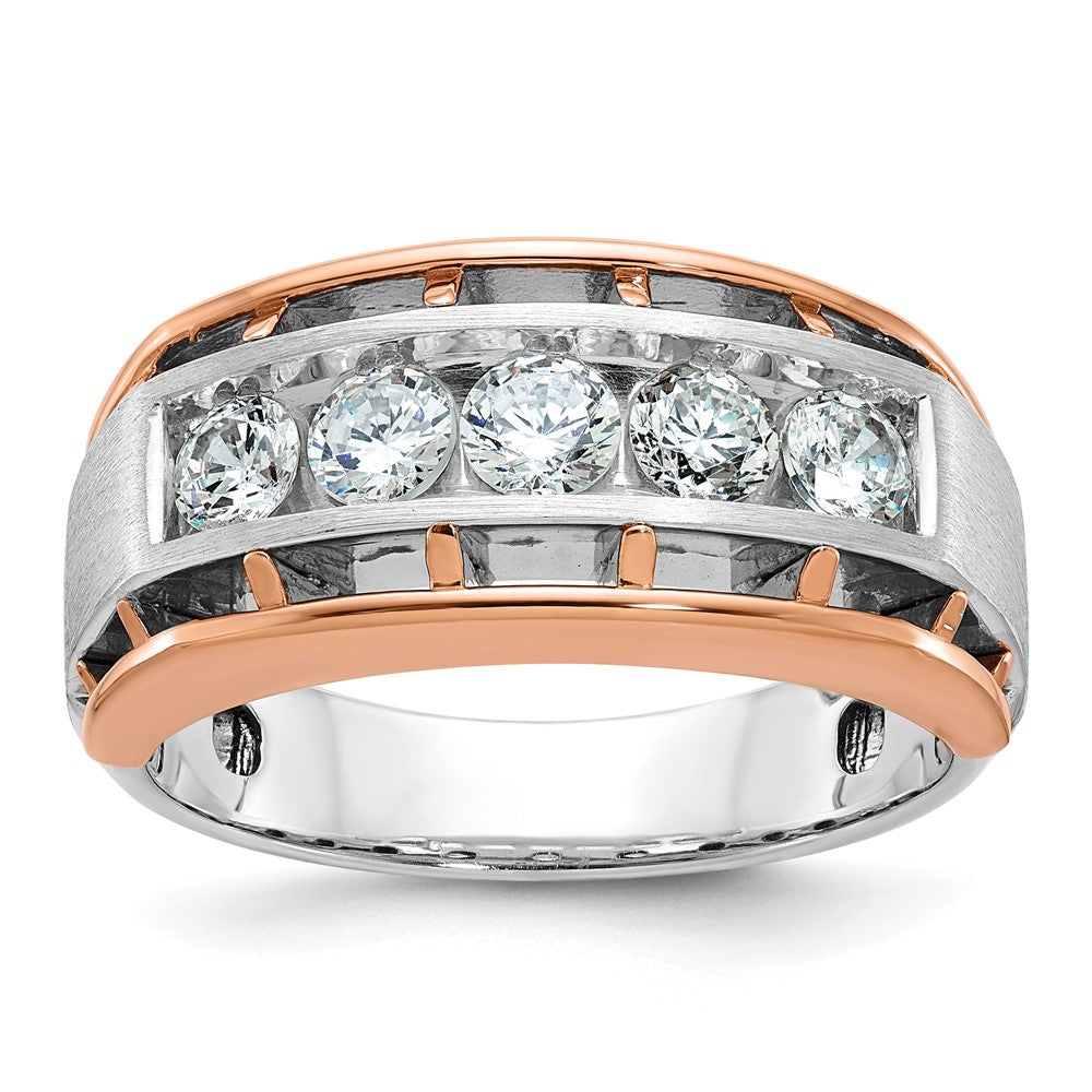 14kwr IBGoodman Men's Polished Satin & Cut-Out 5-Stone Ring Mounting