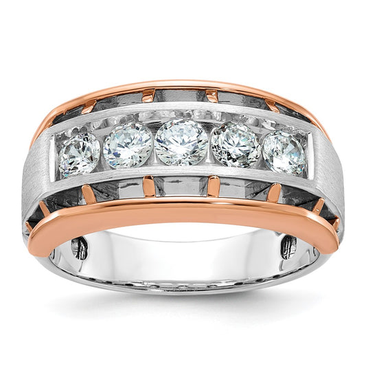 14kwr IBGoodman Men's Polished Satin & Cut-Out 5-Stone Ring Mounting
