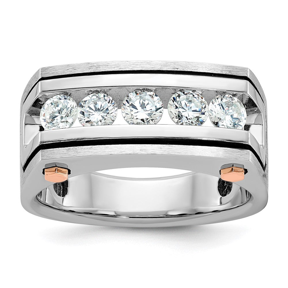 14kwr IBGoodman Men's Polished Satin & Grooved 5-Stone Ring Mounting