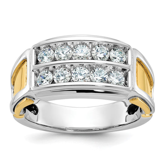 14k Two-tone IBGoodman Men's Polished & Cut-Out 2-Row Ring Mounting