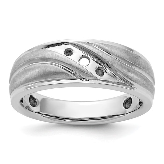 IBGoodman 14k White Gold Polished/Grooved Men's Ring Mounting