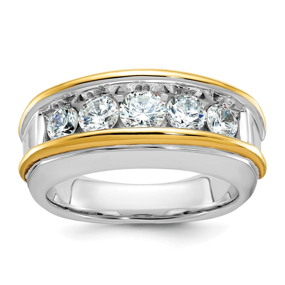 14k Two-tone IBGoodman Men's Polished 5-Stone Diamond Ring