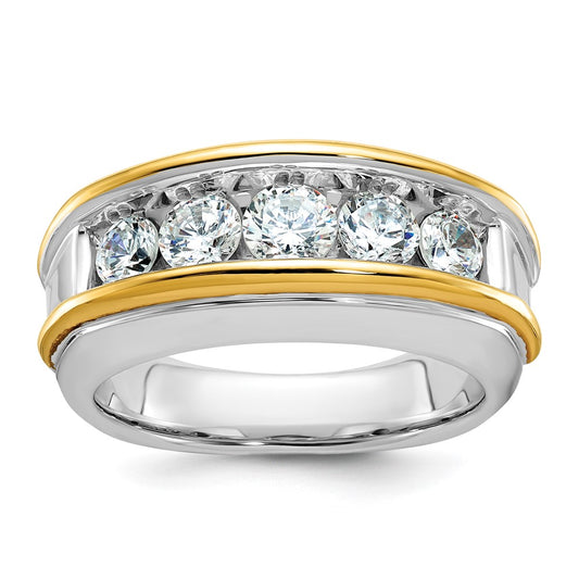 14k Two-tone IBGoodman Men's Polished 5-Stone Diamond Ring