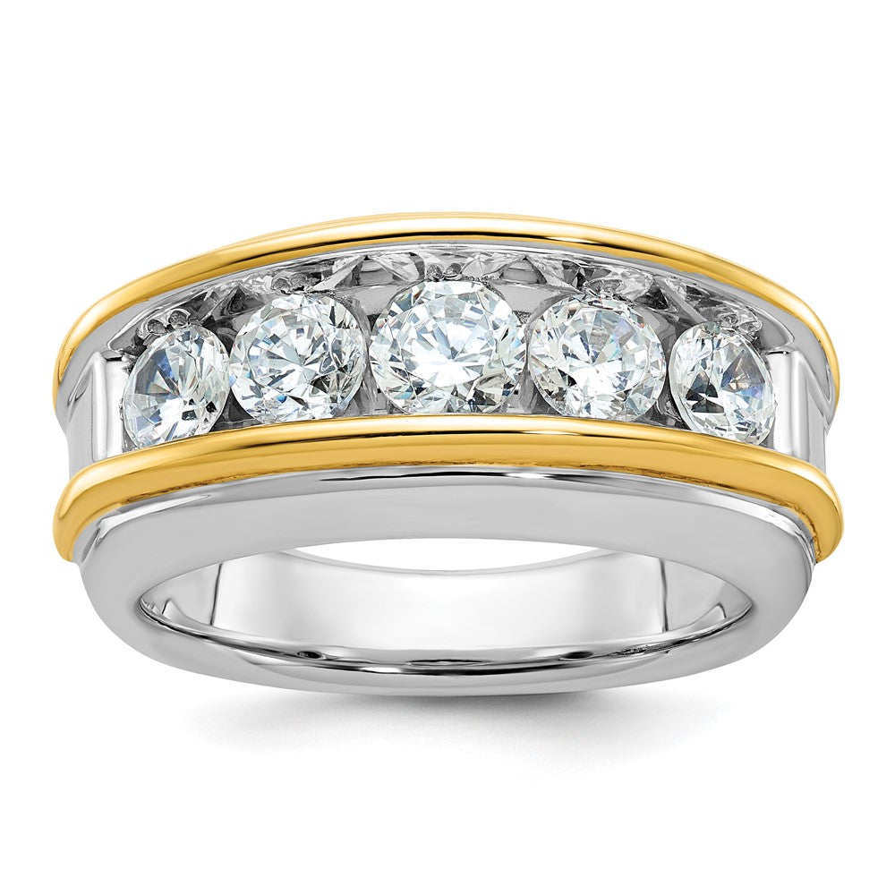 14k Two-tone IBGoodman Men's Polished 5-Stone Diamond Ring