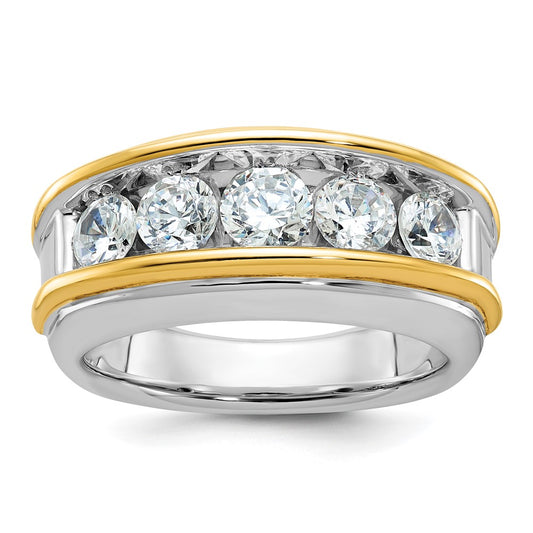 14k Two-tone IBGoodman Men's Polished 5-Stone Diamond Ring