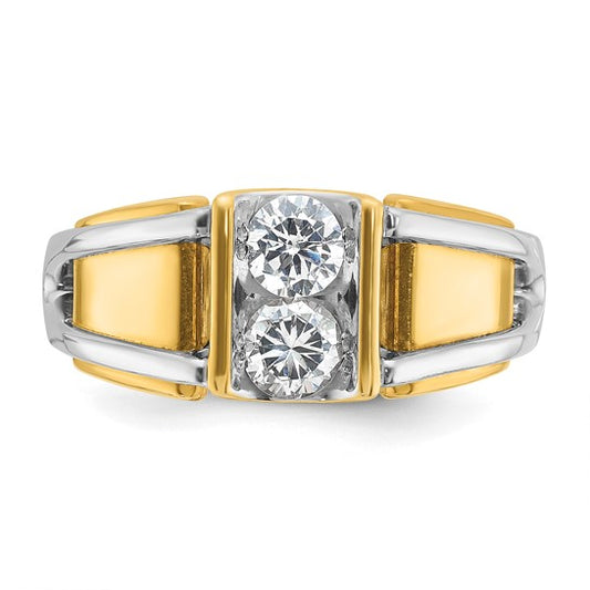 14k Two-tone IBGoodman Men's Complete Lab Grown Diamond Ring