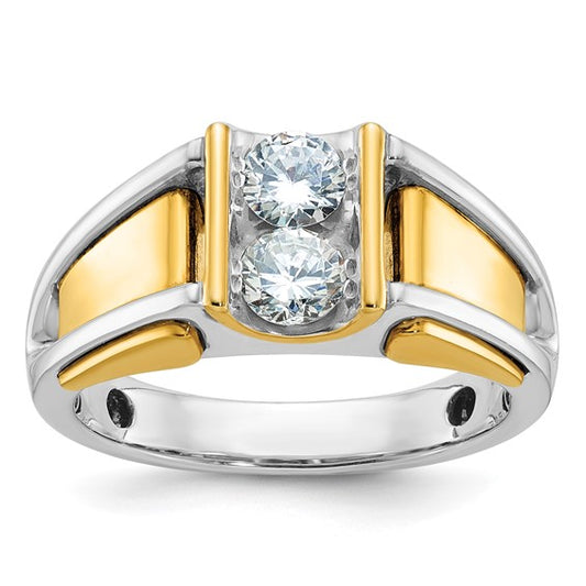 14k Two-tone IBGoodman Men's Complete Lab Grown Diamond Ring