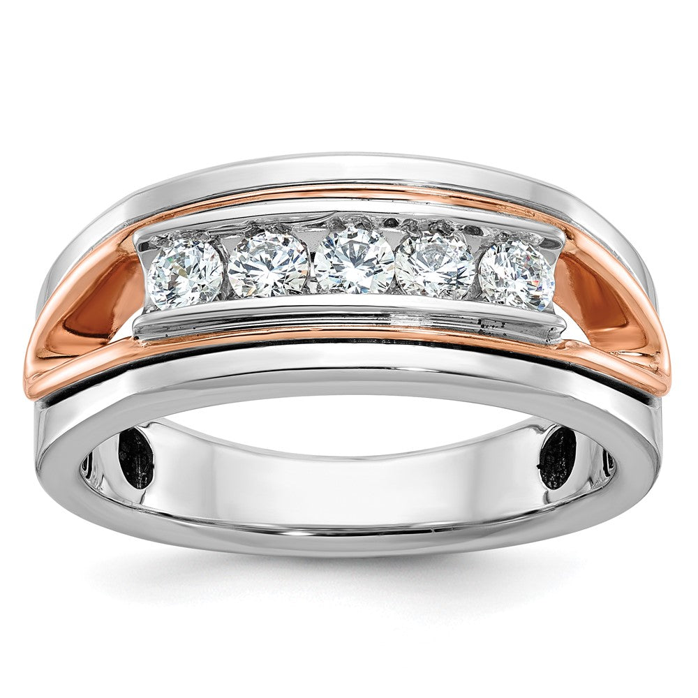 14k White/Rose Gold IBGoodman Men's Polished 5-Stone Diamond Ring