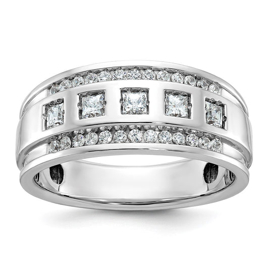 14kw IBGoodman Men's Polished & Grooved Square 5-Stone Ring Mtg