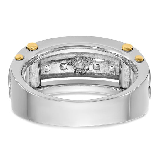 IBGoodman 14k Two-tone Men's Polished and Cut-Out 5-Stone 1 Carat AA Quality Square Diamond Ring