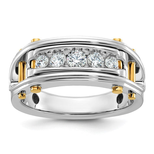 14ktt IBGoodman Men's Polished Grooved Cut-Out 5-Stone Ring Mounting