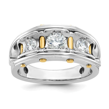 IBGoodman 14k Two-tone Men's Polished 3-Stone 1 Carat AA Quality Diamond Ring