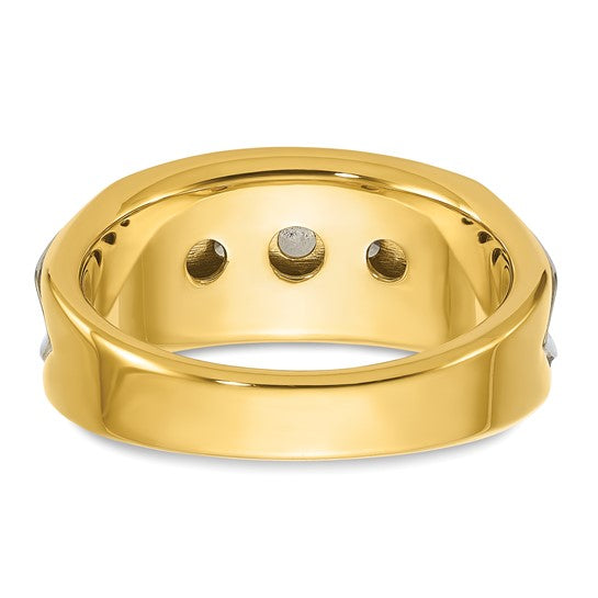 IBGoodman 14k Two-tone Men's Polished and Grooved 5-Stone 1 Carat AA Quality Diamond Ring