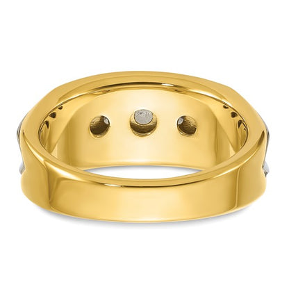 IBGoodman 14k Two-tone Men's Polished and Grooved 5-Stone 1 Carat AA Quality Diamond Ring