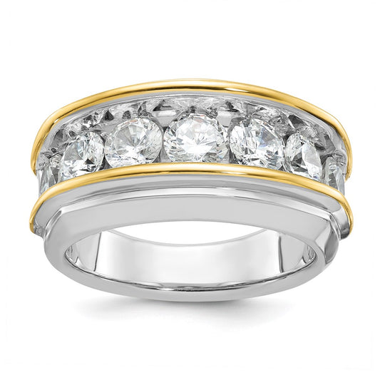 14k Two-tone IBGoodman Men's Polished 7-Stone Ring Mounting