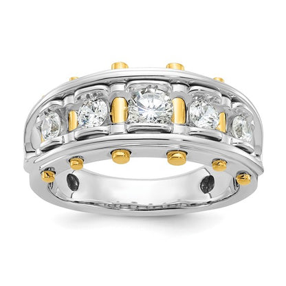 IBGoodman 14k Two-tone Men's Polished and Cut-Out 5-Stone 1 Carat AA Quality Diamond Ring