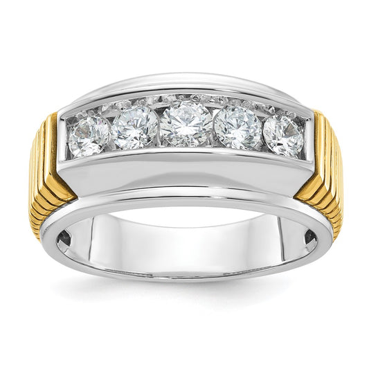14k Two-tone IBGoodman Men's Polished & Textured 5-Stone Ring Mtg