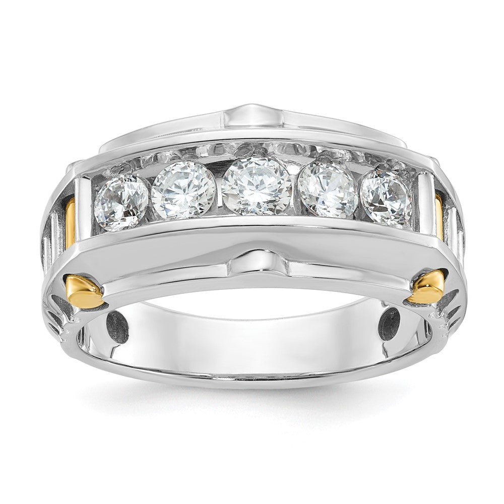 14ktt IBGoodman Men's Polished & Textured 5-Stone Diamond Ring