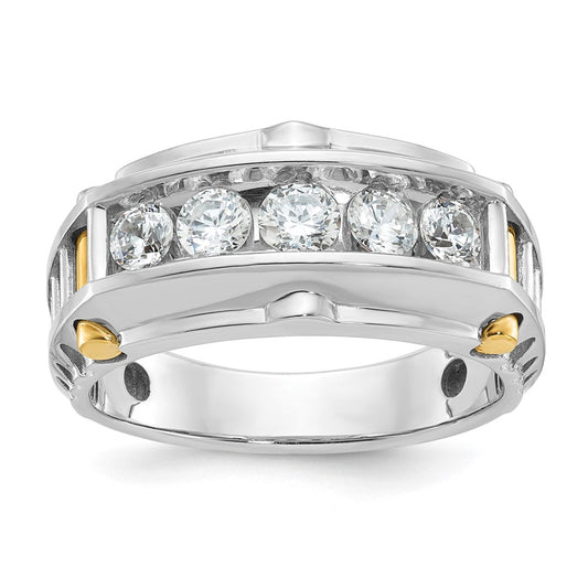 14ktt IBGoodman Men's Polished & Textured 5-Stone Ring Mounting