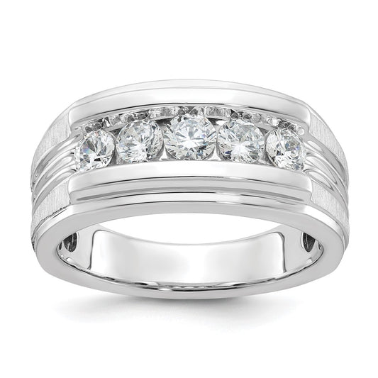 14kw IBGoodman Men's Polished & Brushed 5-Stone Diamond Ring