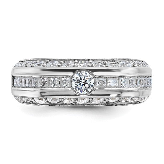 IBGoodman 14k White Gold Men's Polished 1 7/8 Carat AA Quality Diamond Ring