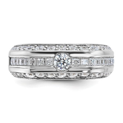 IBGoodman 14k White Gold Men's Polished 1 7/8 Carat AA Quality Diamond Ring